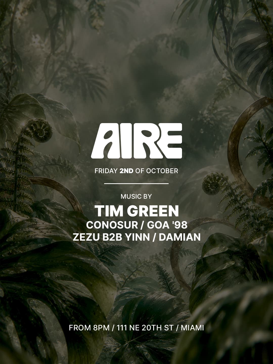 Flyer for AIRE presents Tim Green, Friday, October 2