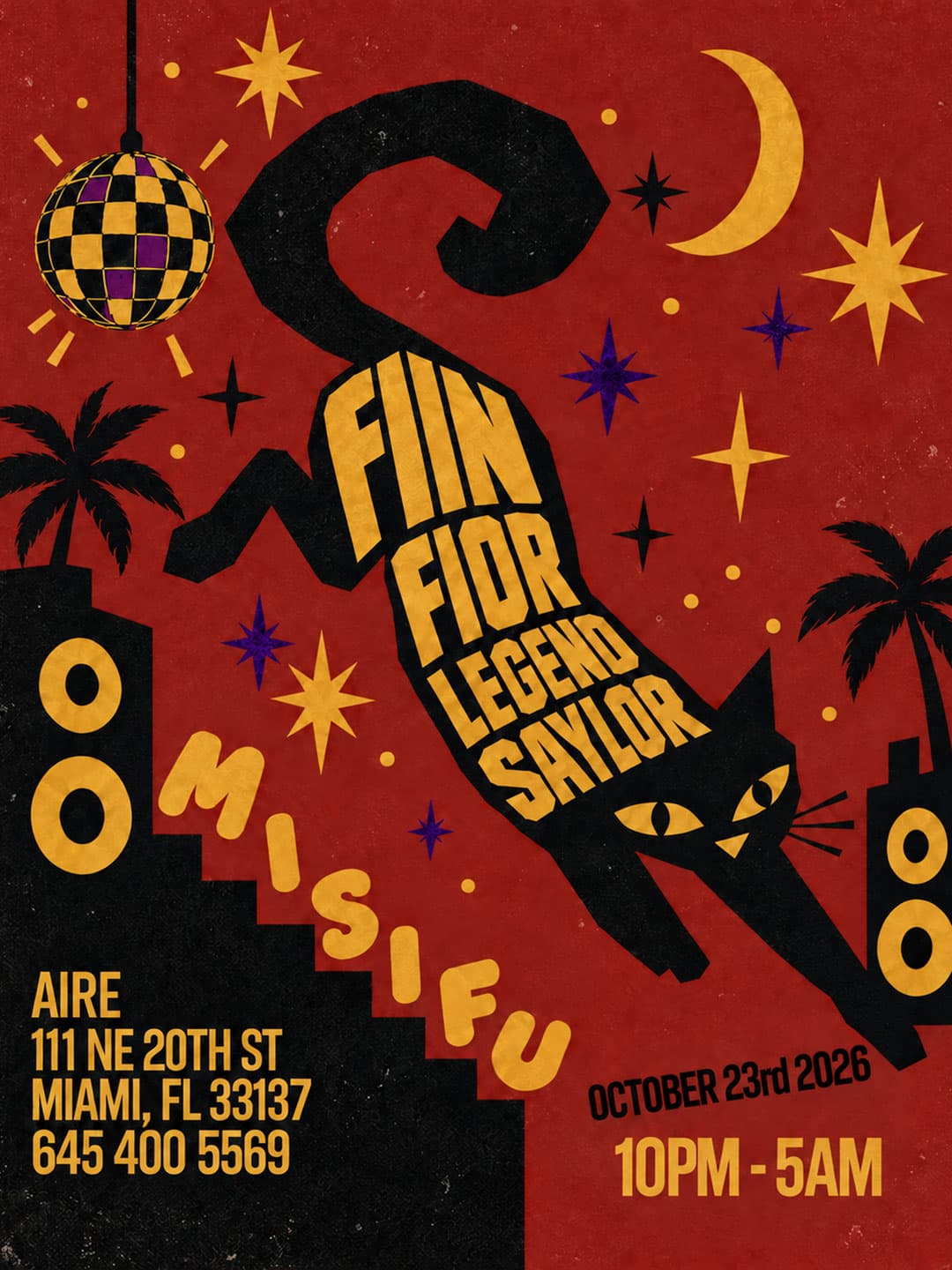 Flyer for Misifu by Fiin at AIRE Miami, Friday, October 23