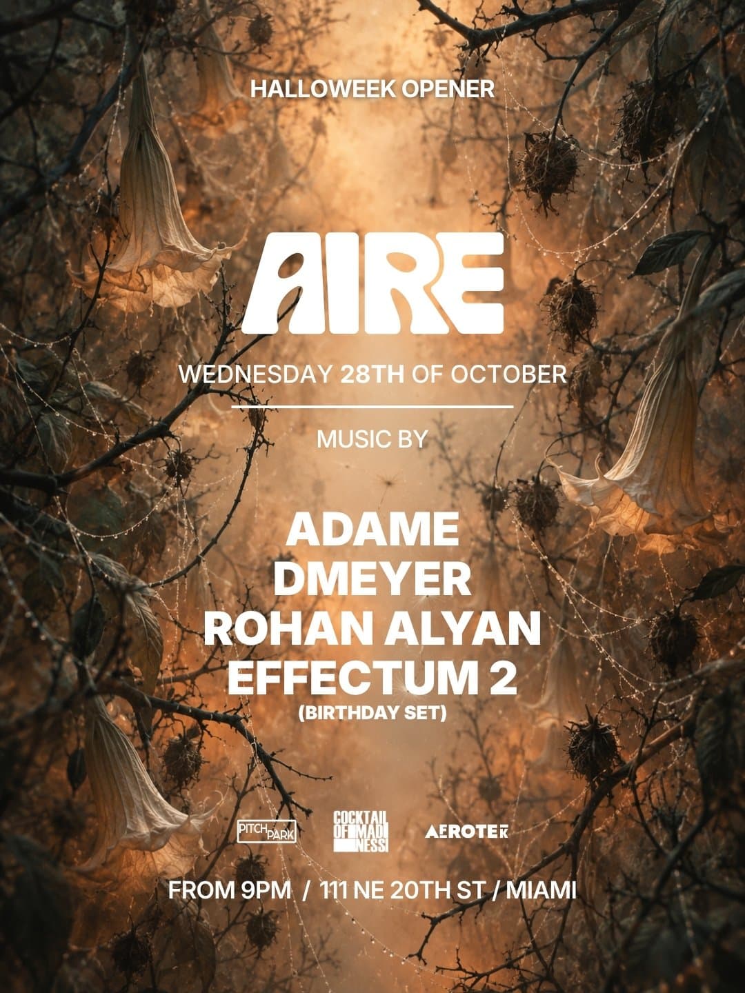 Flyer for Halloweek Opener at AIRE Miami, Wednesday, October 28